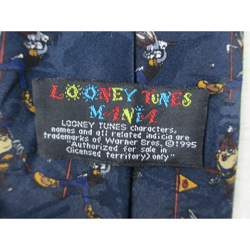 VINTAGE Looney Tunes Neck Tie Mens Blue Bugs Bunny Taz‎ Golf Golfing Casual